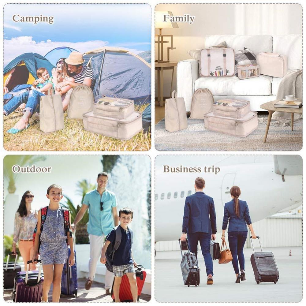 Travel packing cube set in assorted colors for luggage organization