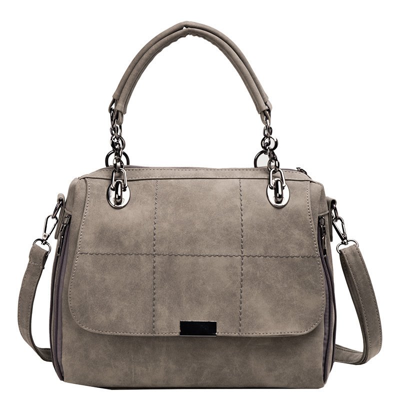 Matte green PU leather women's large capacity Boston shoulder bag with handle and strap.