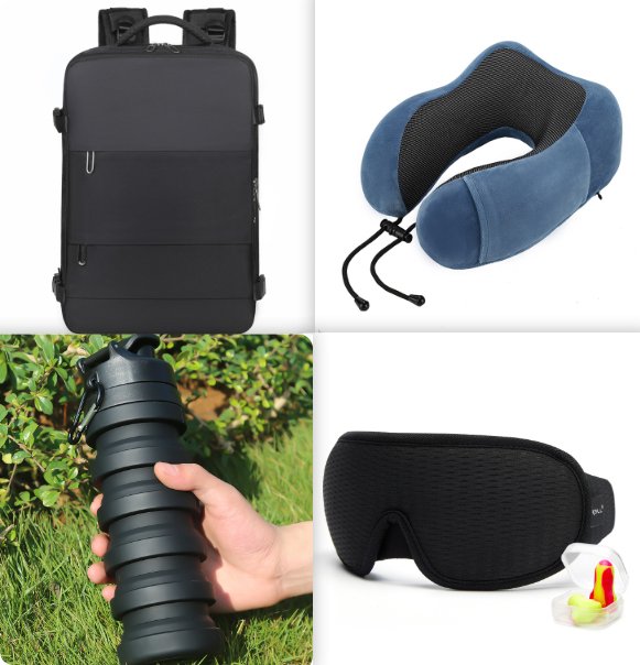 Large-capacity travel backpack with multiple pockets, compartments, and stitching details